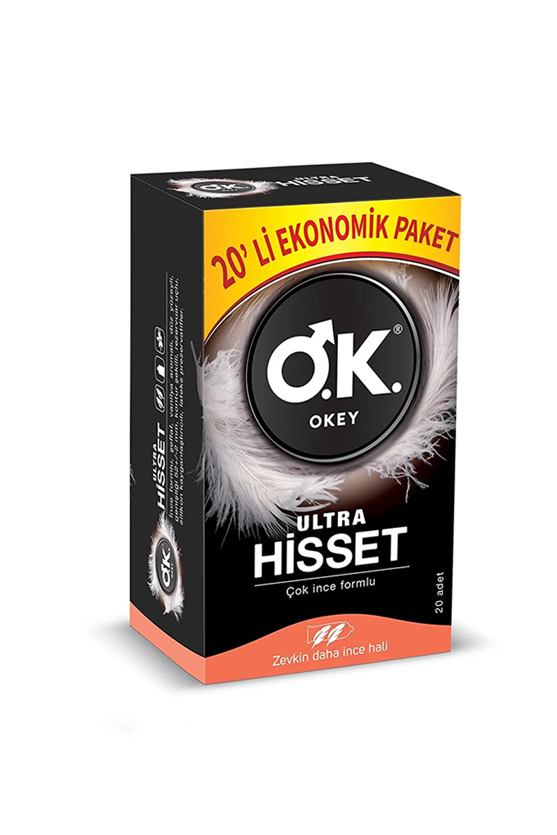 کاندوم فوق نازک Okey مدل Ultra Hisset بسته ۲۰ عددی